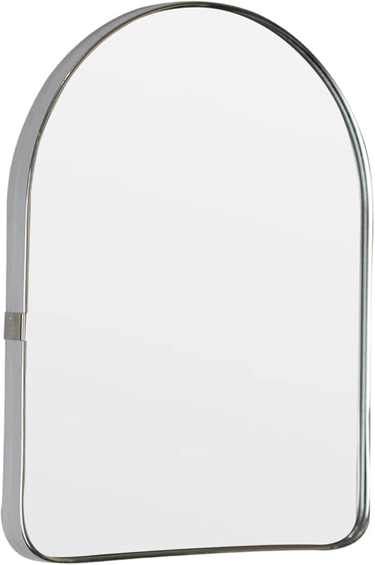 Funly mee Arched Wall Mirror, Wall-Mounted Plastic Mirror, for Bathroom and Vanity (Sliver, 11.8 x 15.8)