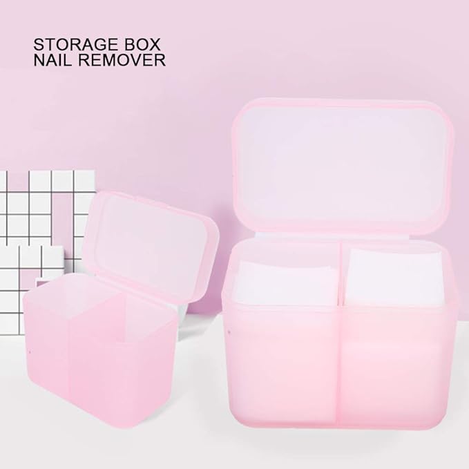 YUYTE 2 Grids Nail Storage Box Case Makeup Organizer Holder Nail Polish Remover Pad Suitable For Home Salon[]