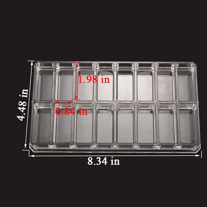Acrylic Eyeshadow Makeup Organizer 16 Space Cosmetic Storage Container Clean Makeup Organizing Tray For Bronzer, Highlighter,Powder,Blush Cosmetic Organisers