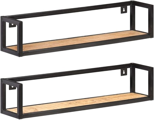 Wall Shelves 2 pcs 31.5 Rough Mango Wood Over Toilet Shelf Shelves for Bedroom Organizador De Baño Estantes para Baños for Living Room Bedroom Bathroom Study