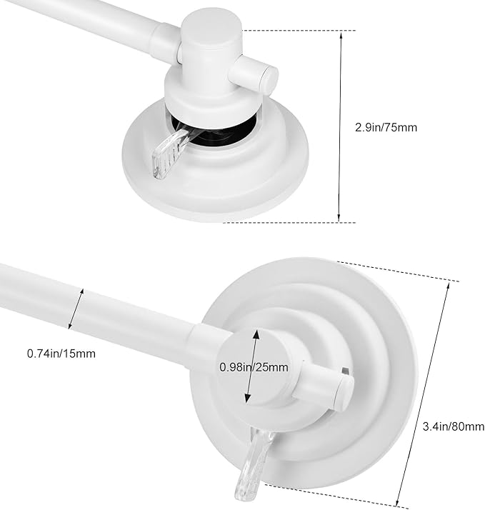 Suction Cup Towel Bar for Shower, 15.75''-25.6'' Adjustable Stainless Steel Towel Holder, Heavy Duty Suction Towel Rack with Powerful Vacuum Adsorption for Bathroom, Kitchen, RV, and Renters (White)