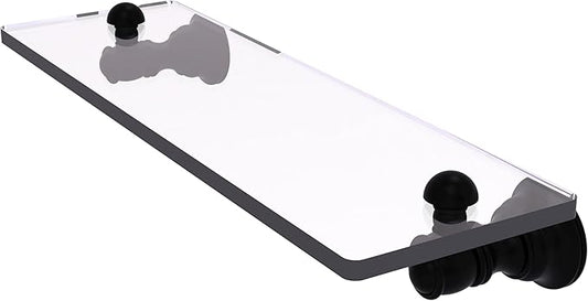 Allied Brass CL-1-16-BKM Carolina Collection 16 Inch Glass Shelf, Matte Black