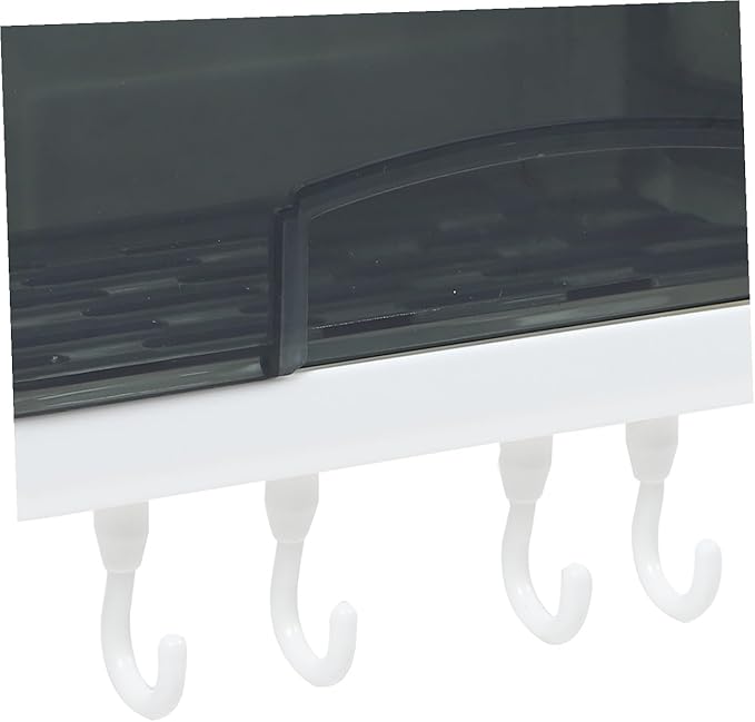 LIFKOME Wall-Mounted Bathroom Shelf Storage Rack, Plastic Multi-Functional Wall Shelf with Hooks, Space-Saving Organizer for Kitchen and Bathroom Use, Random Color