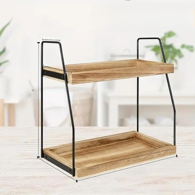 Bathroom Organizer Countertop, 2 Tier Small Counter Top Organizer for Bathroom, Decor, Modern Kitchen Counter Shelves for spice, Makeup Storage (carbon,2 Tiers)