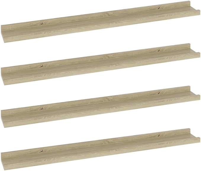 Wall Shelf Set of 4, 31.5 Inch Floating Shelves for Wall Decor, Sonoma Oak Wood Storage Shelves for Living Room Bedroom, Modern Minimalist Display Ledges