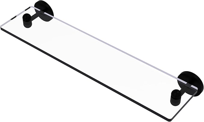 Allied Brass TA-1/22-BKM Tango Collection 22 Inch Glass Vanity Beveled Edges Shelf, Matte Black