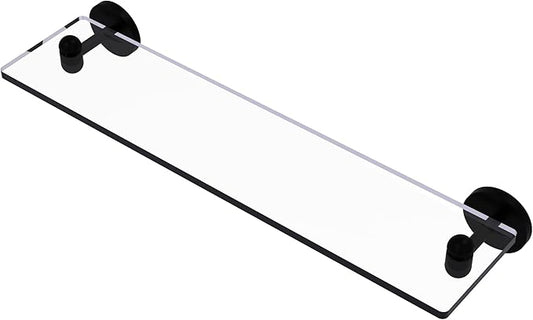 Allied Brass TA-1/22-BKM Tango Collection 22 Inch Glass Vanity Beveled Edges Shelf, Matte Black