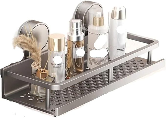 No Drill Suction Cup Suction Bathroom Rack Bathroom Shelf Toilet Space Aluminum Hanging Rack Bathroom Organizer Hang On The Wall(Grey layer 40cm)
