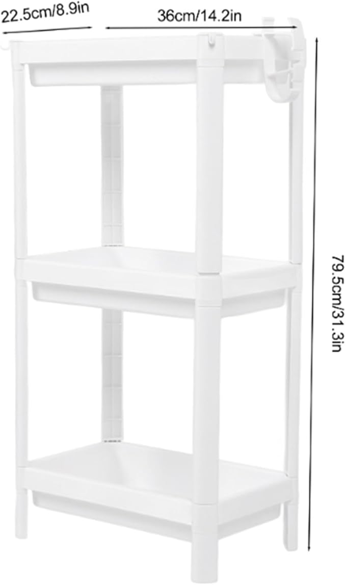 Plastic Bathroom Tower Shelf, Versatile Large Storage Freestanding Bathroom Shelf, Mobile Shelving Corner Storage for Store Books, Files, Clothing(3 layer)