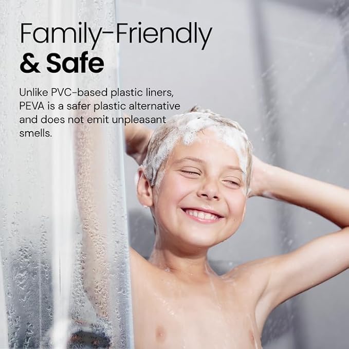 LiBa Bathroom Shower Curtain - Waterproof Plastic Shower Curtain Premium PEVA Non-Toxic with Rust Proof Grommets White 8G Bathroom Accessories 36x72