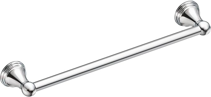 Moen Preston Collection Chrome 24-Inch Single Bathroom Towel Bar, Wall Mounted Hanger for Bath or Kitchen, DN8424CH