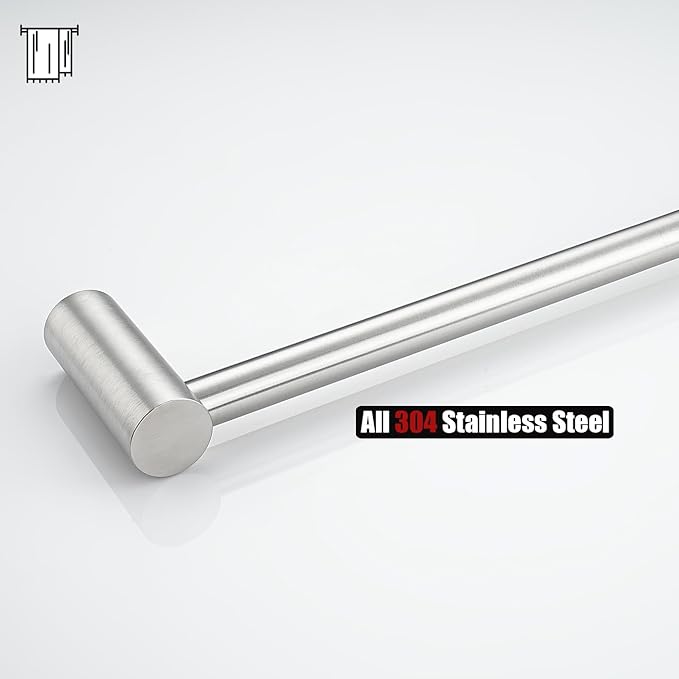 JQK Towel Bar Brushed, 26.5 Inch 304 Stainless Steel Thicken 0.8mm 2 Pieces Towel Rack Bathroom Wall Mount, Useable Length 24 Inch, TB610L24-BN
