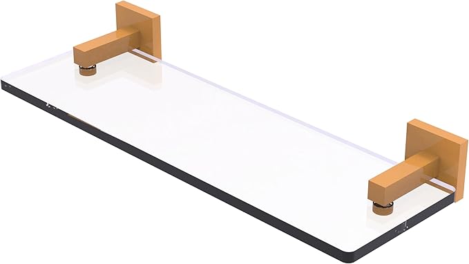 Allied Brass MT-1-16-GLY Montero Collection 16 Inch Glass Vanity Shelf with Beveled Edges, Golden Yellow