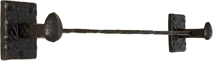 Rustic State Motris Cast Iron Towel Bar with Hammered Effect Texture for Bathroom and Kitchen - Railroad Spike Industrial Design Hand Towel Rail Holder Hanger Rack - Black