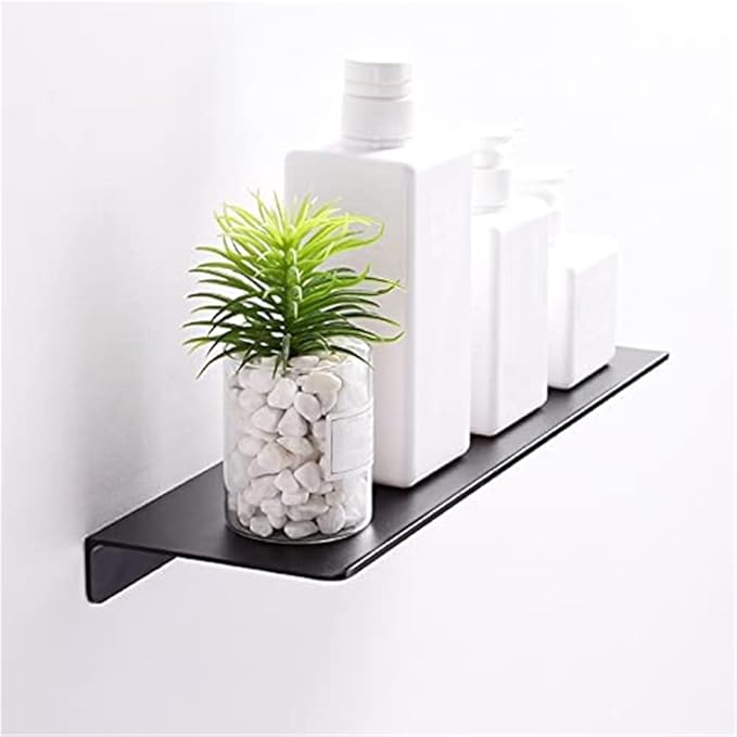 ZTBH Bathroom Divider Punch-Free Black/White Space Bathroom Shelves, Single Tier Bathroom Rack Bathroom Hardware Sets (Color : 40cm(Black))