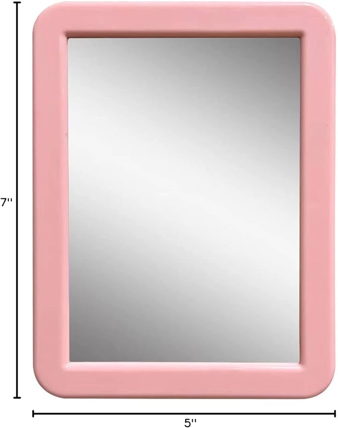 Locker Mirror Magnetic for Girls Locker, Light Pink 5" x 7" - Real Glass Magnetic Mirror for School Locker, Office, Home
