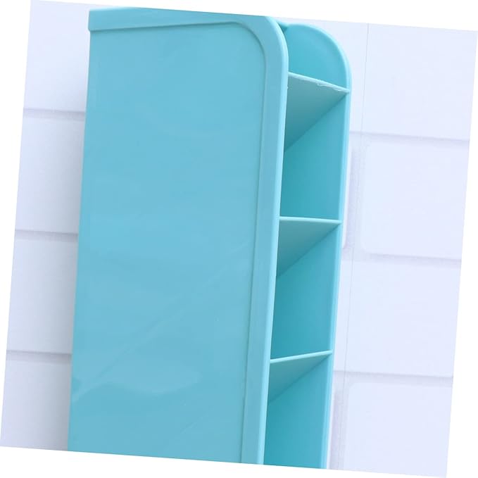 Diagonal Makeup Brush Holder and Stationery Organizer Small Blue Desktop Storage Box for Office and Home Use Durable and Stylish Design for Pens Brushes and Cosmetics