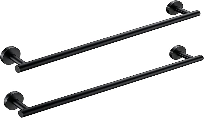 SEIDO Anti-Dropping Towel Bar with 15.6" Hanging Length, Stainless Steel Towel Rack for Bathroom Wall, Double Locking Design Towel bar for Bathroom, Matte Black, 18 inch, 2pc