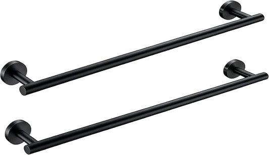 SEIDO Anti-Dropping Towel Bar with 15.6" Hanging Length, Stainless Steel Towel Rack for Bathroom Wall, Double Locking Design Towel bar for Bathroom, Matte Black, 18 inch, 2pc