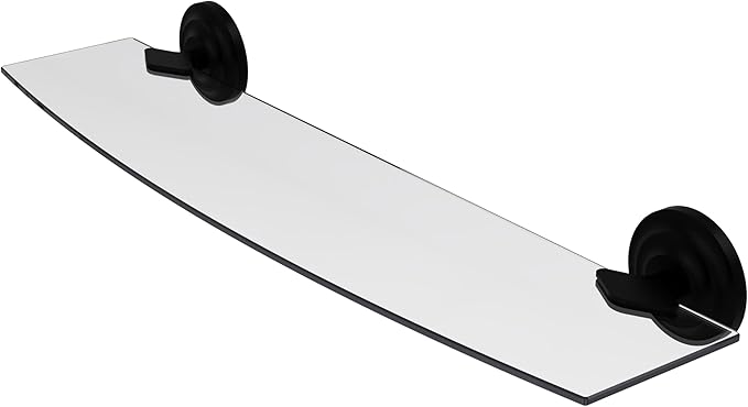Allied Brass QN-33/24 Que Collection 24 Inch Glass Shelf, Matte Black