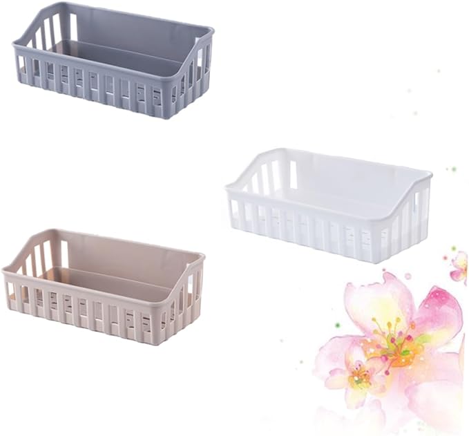 GLEAVI 3Pcs Self Adhesive Wall Mounted Storage Rack Punch Plastic Organizer for Bathroom Kitchen Versatile Shelf for Toiletries Condiments and More Random Color