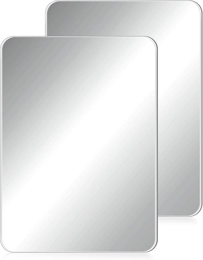 Blulu 2 Pcs Magnetic Locker Mirror Small Real Glass School Rectangular Locker Magnetic Makeup Mirror for Bathroom Household Refrigerator Cabinet(4 x 5.8 Inches)