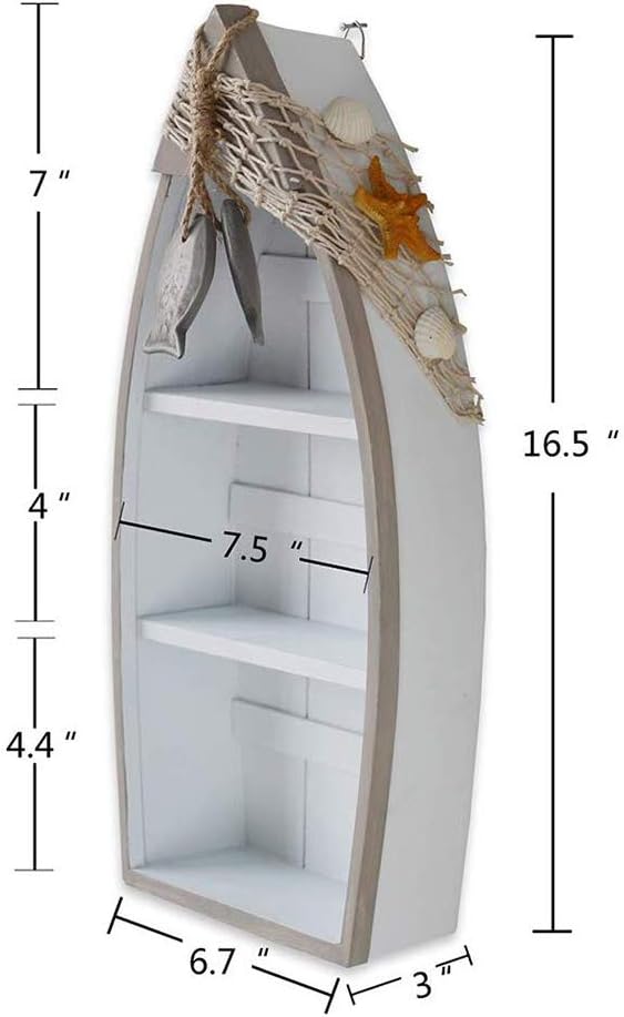 Wooden Sailboat Shelf Small Nautical Sail Boat Decor Coastal Beach Themed Ornaments for Home Bathroom Room Bedroom (C)