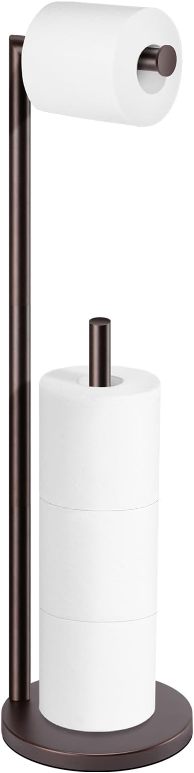 Toilet Paper Holder Stand,Toilet Paper Holder Free Standing,Bronze Toilet Stand Holder for 4 Rolls,Toilet Paper Storage by Bathth