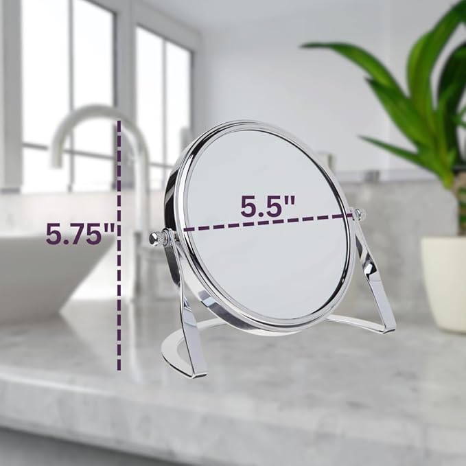 JERDON Small 5X Magnifying Mirror - 5.5" Makeup Mirror in Chrome Finish - Model MC113C