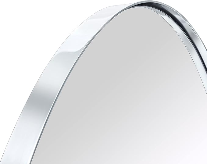 Chrome Arched Recessed Bathroom Medicine Cabinet with Mirror Stainless Steel Metal Framed Rectangular Bathroom Cabinet with Mirror 16x28.3''