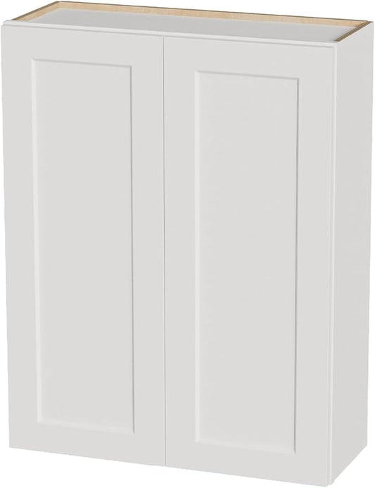 Kisart Laundry Room Cabinets Wall Mounted with Doors & Shelves, Solid Wood RTA Medicine Storage Cabinet, 33" Wx42 Hx12 D Inch White Shaker Hanging Cupboard, Space-Saving for Kitchen, Bathroom, Garage