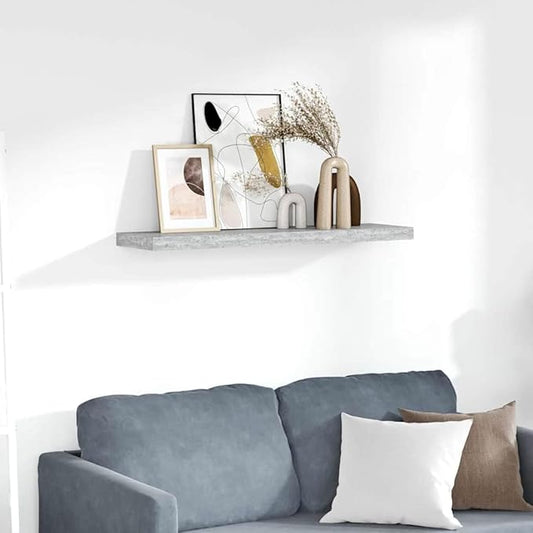 Floating Wall Shelf for Living Room, Concrete Gray Modern Invisible Mounting Display Shelf 35.4 Inches, Honeycomb MDF and Metal Frame for Books, Decor, Awards, Holds 22 lbs, Easy Installation