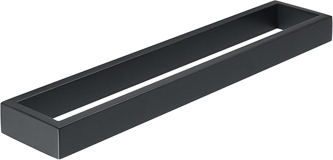 Sayayo Matte Black Towel Bar for Bathroom, 16 Inch Hand Towel Holder Wall Mount Square Towel Ring SUS304 Stainless Steel Towel Rack