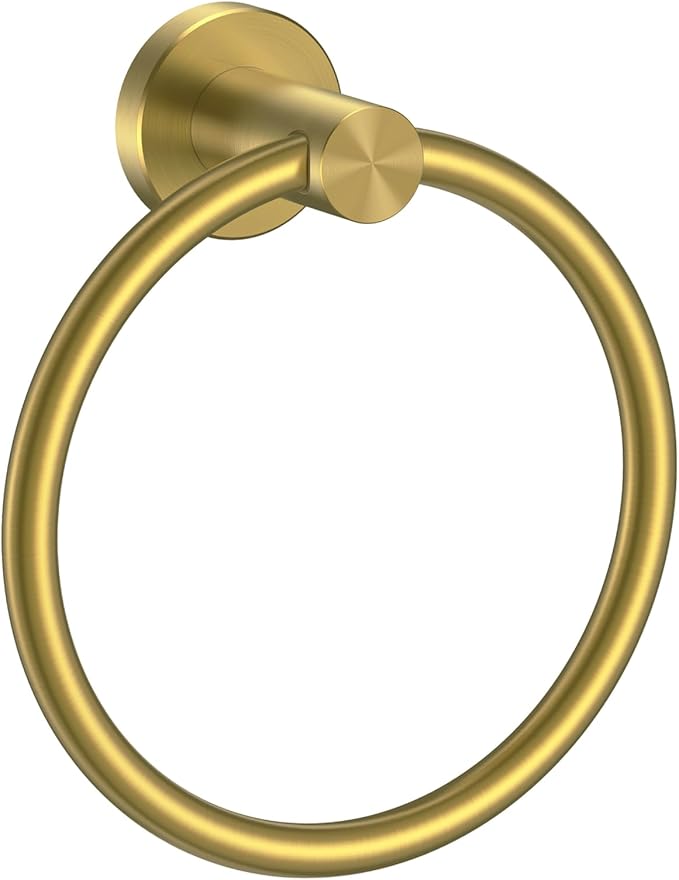 FORIOUS Towel Ring, SUS304 Stainless Steel Modern Hand Towel Holder Rack Hanger Round for Bathroom Wall Mounted, Ideal for Bath, Kitchen, RV, Dark Gold