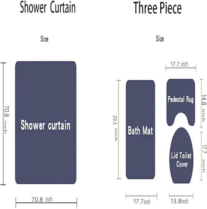 Yddsky 4 Pcs Purple Rose Shower Curtain Sets with Rugs Black Bathroom Sets with Shower Curtain and Rugs Modern Bathroom Curtains Shower Set with Toilet Lid Cover for Women Bathroom Decor Accessories