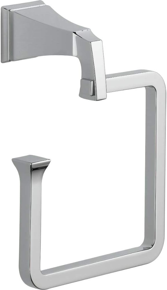 Delta Dryden (1-Pack) Hand Towel Holder Polished Chrome Towel Racks for Bathroom Wall Square Towel Ring Holder for Bath Towel Hanger for Kitchen, Bathroom Accessories 75146