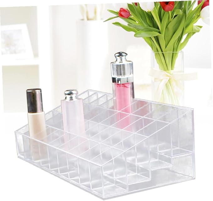 Ipetboom Clear Lipstick Holder Space Lip Organizer for Lip Gloss Makeup Cosmetics Stylish Display Stand for Vanity Dresser Countertop Easy to Clean Design