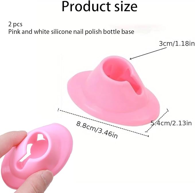 2 Pcs Pink & White Silicon Nail Polish Bottle Holder Nail Polish Stand Anti-Spill Nail Art Organizer Display Manicure Tools for Salon Design Polish,Foot, Hand and Nail Care