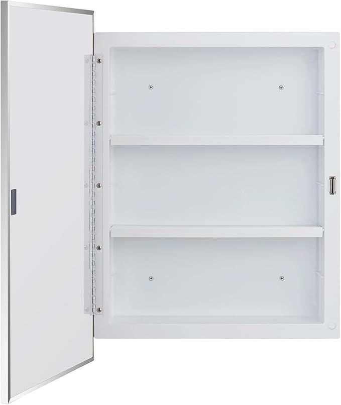 IDYLLOR Plastic Bathroom Medicine Cabinet with Framed Mirror 16 x 22 inch, Surface and Recessed Mount