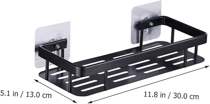 ULTECHNOVO Wall-Mounted Kitchen Spice Rack Black Aluminum Multi-Functional Storage Shelf for Bathroom Essentials Space-Saving Organizer for Home Use