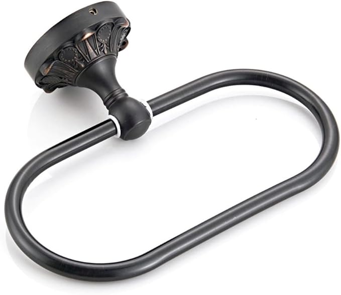 Antique Oval Towel Ring Holder Brass Material Towel Ring for Towel Storage Wall Mounted Towel Hanger Rack for Bathroom Toilet (Black)
