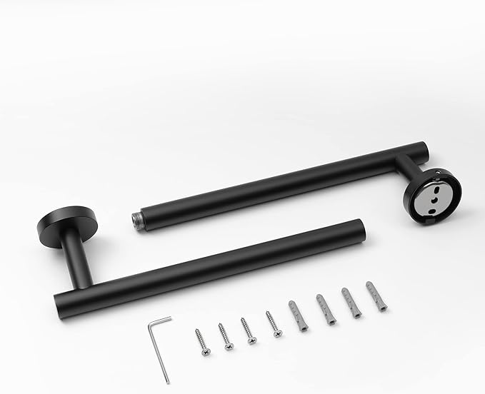 HITSLAM Matte Black 18 Inch Towel Bar for Bathroom, SUS304 Stainless Steel Bathroom Towel Rack Wall Mounted, Modern Home Decor Bath Towel Holder with Hardware Accessories (Total Length 19.8 Inch)