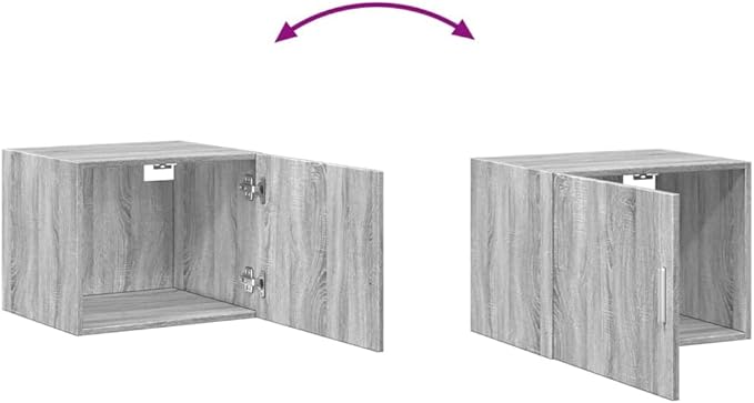Wall Mounted Cabinet, Grey Sonoma Engineered Wood Storage Organizer, Reversible Door, Modern Wall Shelf for Living Room Bedroom Bathroom, 19.7 x 16.7 x 15.7 Inches