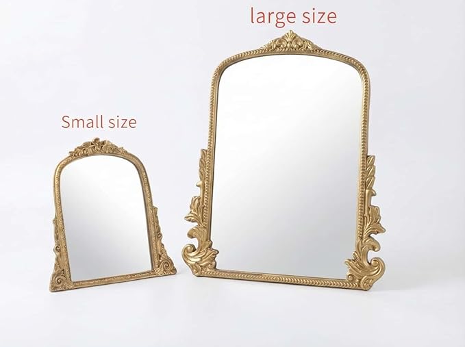 HSDDHOME 16x20 Inch Large Vintage Gold Table Mirror - Antique Wooden Frame Vanity Mirror with Foldable Stand for Makeup, Décor & Gifts
