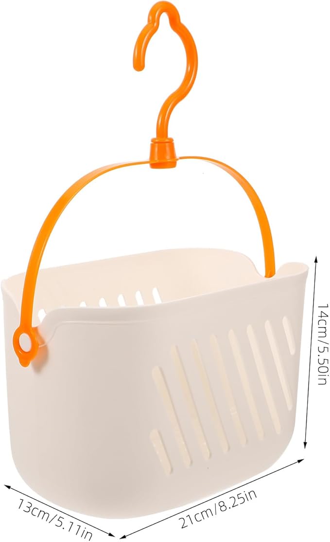 Angoily Small Shower Caddy, Plastic Hanging Basket for Shower with Hook Waterproof Storage Basket for Bathroom and Wall Mounted Organizer with Hollow Drainage Space Saving Storage Solution