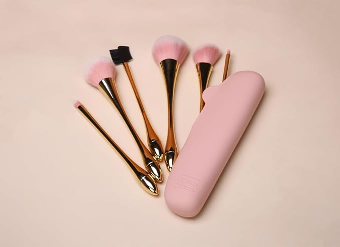 Womens Soft Silicone Travel Makeup Brush holder,Dust-proof Portable, Soft and Eco-Friendly Beauty Make up Organizer (1, Dark pink Brush Holder)