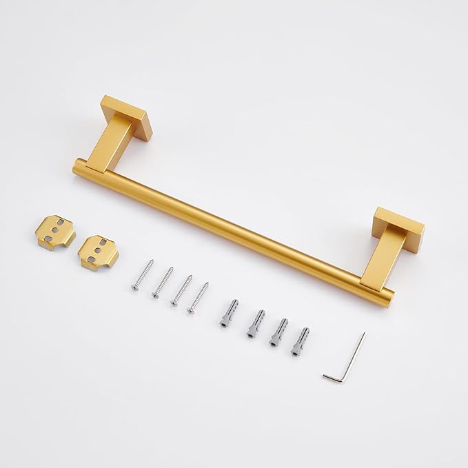 Miyili 12-Inch Hand Towel Bar Stainless Steel Towel Holder Rack for Bathroom or Kitchen Wall Mount Gold Finish, A02G30A