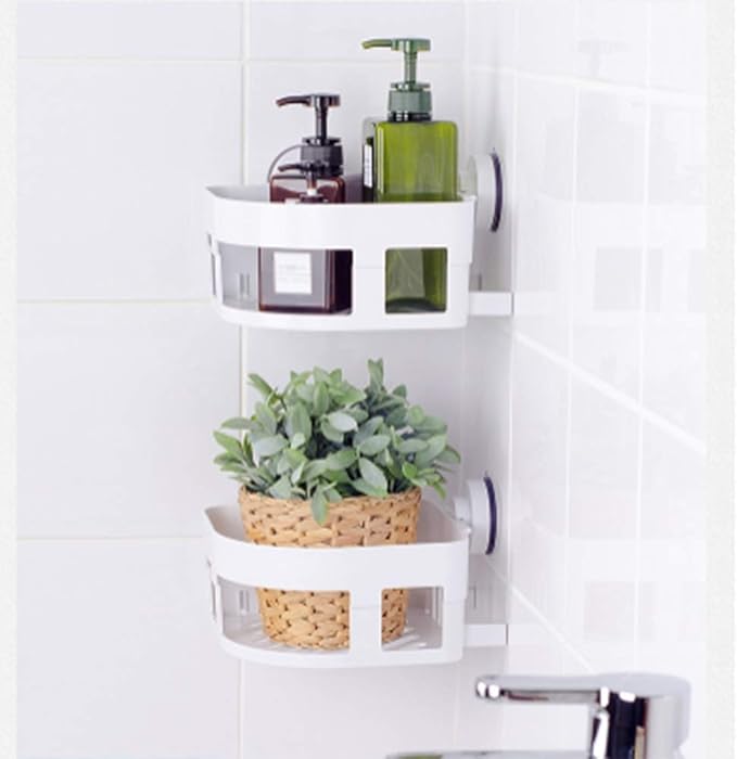 AGYH Bathroom Shelf Wall-Mounted Suction Cup Free Punching Bathroom Storage Rack (Size : Style4)