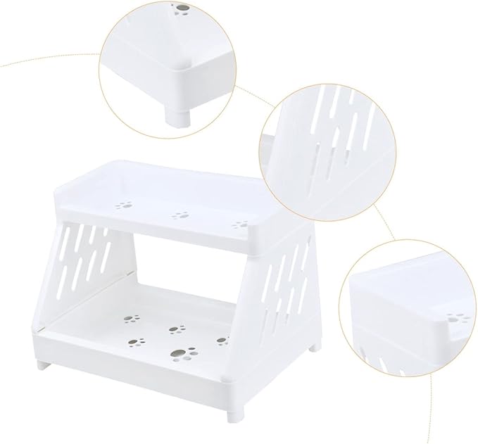 Housoutil Home Use Desktop Cosmetics Storage Rack Two Organizer for Sundries Makeup and Office Supplies Easy to Clean Space-saving Design for Bathroom and Vanity
