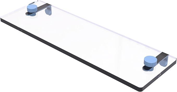 Allied Brass NS-1/16-FTB 16 Inch Glass Vanity Shelf with Beveled Edges, Flat Troll Blue